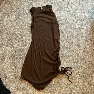 Brown ruched asymmetrical dress SIZE OXL